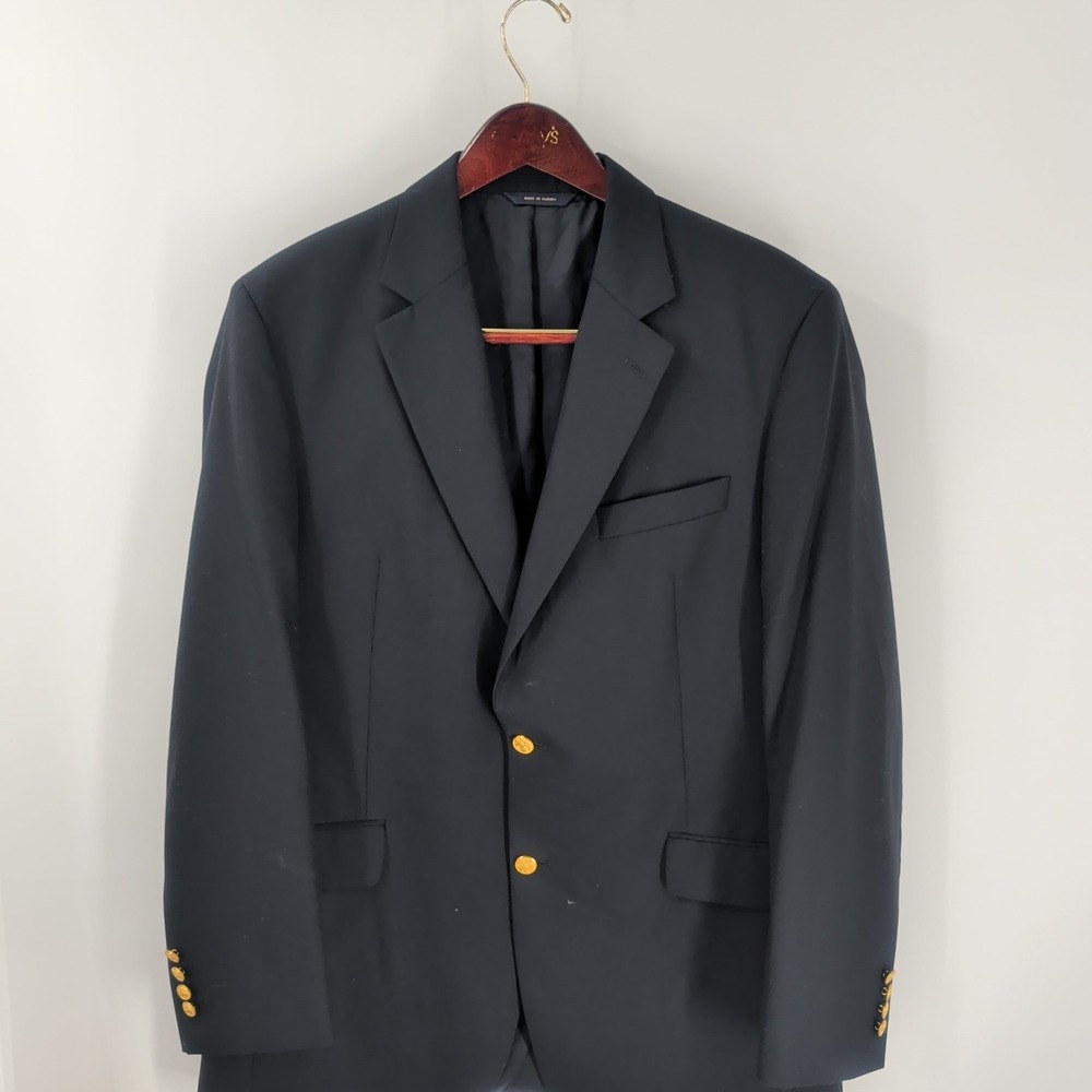 Brooks Brothers Brooksease Ing Loro Piana Gold Buttons Wool Blazer Navy Blue 43L